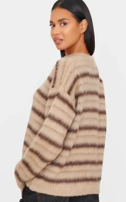 PrettyLittleThing Sweaters*Stripe Fluffy Knit Oversized Sweater