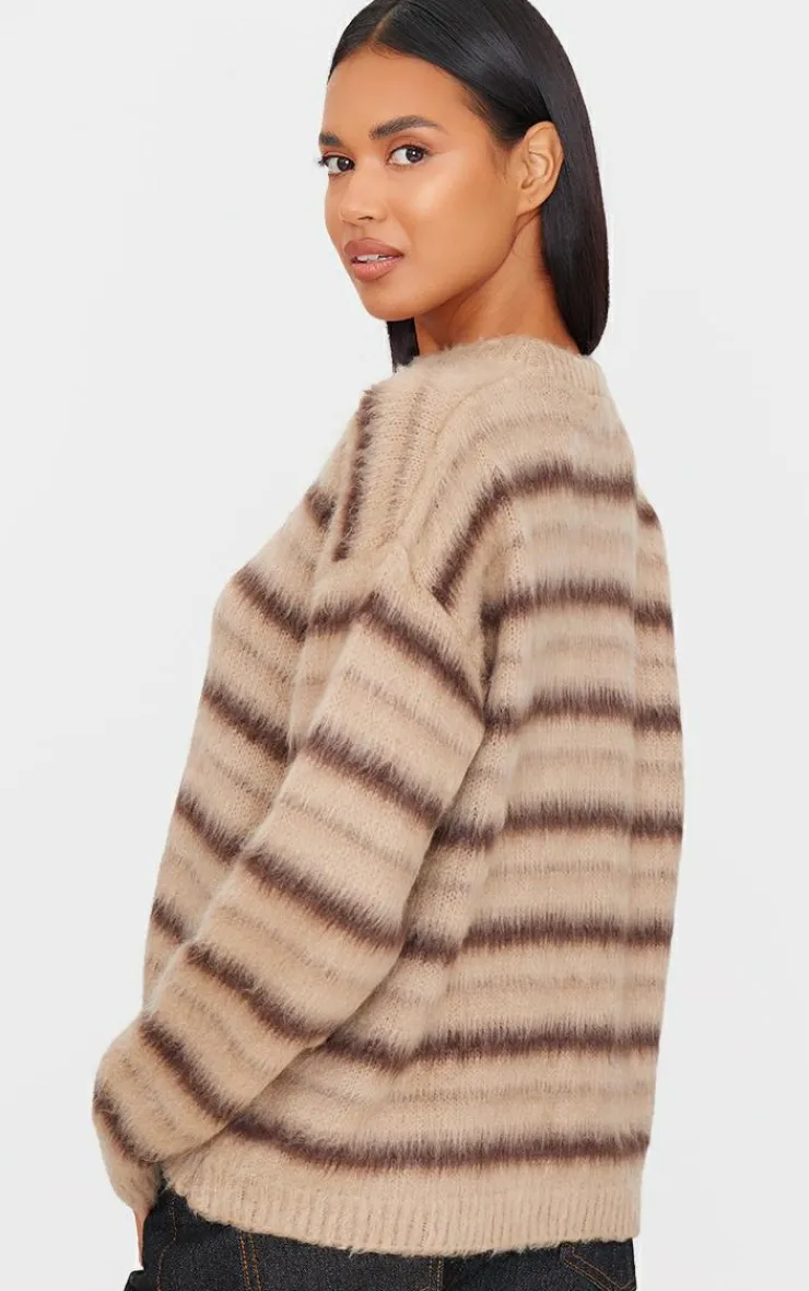 PrettyLittleThing Sweaters*Stripe Fluffy Knit Oversized Sweater