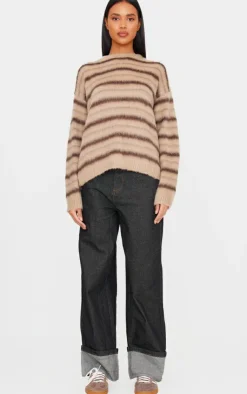 PrettyLittleThing Sweaters*Stripe Fluffy Knit Oversized Sweater