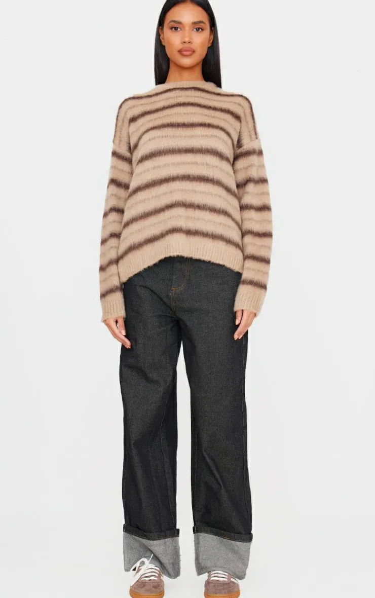 PrettyLittleThing Sweaters*Stripe Fluffy Knit Oversized Sweater
