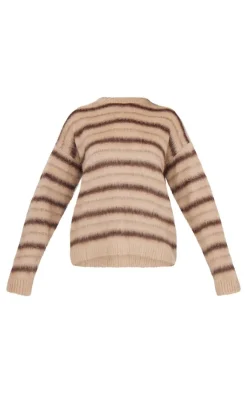 PrettyLittleThing Sweaters*Stripe Fluffy Knit Oversized Sweater