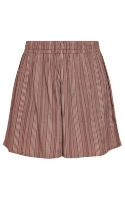 Outlet PrettyLittleThing Stripe Print Woven Piping Detail Floaty Shorts Brown