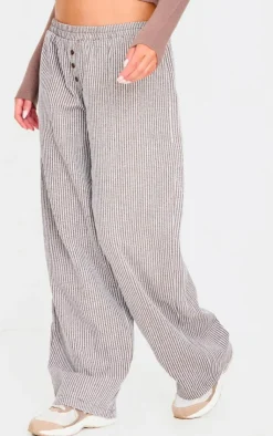 PrettyLittleThing Christmas Shop*Stripe Soft Woven Boxer Waistband Straight Leg Pants