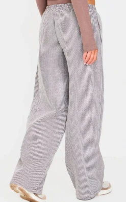 PrettyLittleThing Christmas Shop*Stripe Soft Woven Boxer Waistband Straight Leg Pants