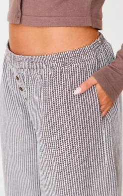 PrettyLittleThing Christmas Shop*Stripe Soft Woven Boxer Waistband Straight Leg Pants
