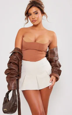 Tailored Contrast Bust Crop Top-PrettyLittleThing Online