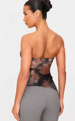 PrettyLittleThing Sleeveless Tops*Textured Mesh Asymmetric Hem Bandeau