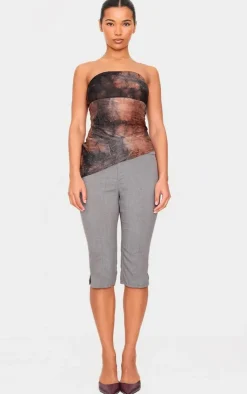 PrettyLittleThing Sleeveless Tops*Textured Mesh Asymmetric Hem Bandeau