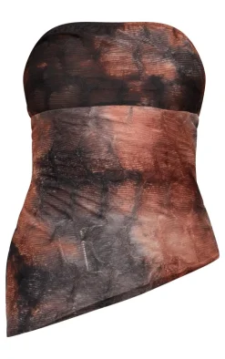 PrettyLittleThing Sleeveless Tops*Textured Mesh Asymmetric Hem Bandeau