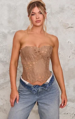 PrettyLittleThing Corsets*Textured Sheer Floral Lace Corset