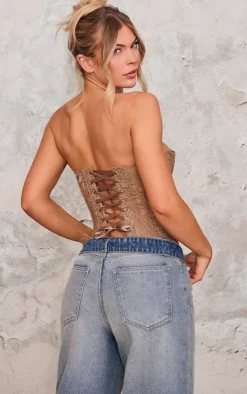 PrettyLittleThing Corsets*Textured Sheer Floral Lace Corset