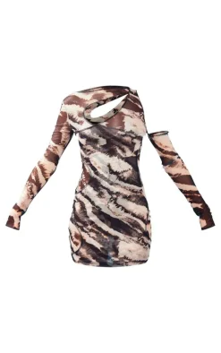 Tie Dye Mesh Double Layer Cut Out Bodycon Dress-PrettyLittleThing Hot