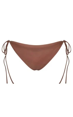 Brown Tie Side Mini Bikini Bottoms