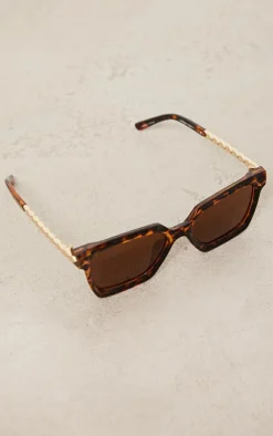 PrettyLittleThing Square Sunglasses*Tortoise Metal Arm Detail Squared Sunglasses
