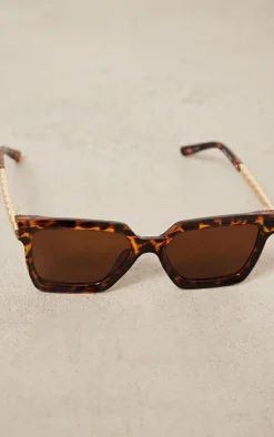 PrettyLittleThing Square Sunglasses*Tortoise Metal Arm Detail Squared Sunglasses