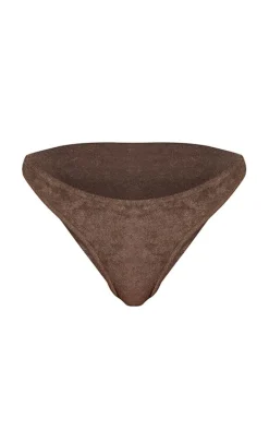 Brown Towelling Bikini Bottoms