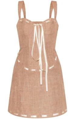 Twill Contrast Ribbon Bodycon Dress-PrettyLittleThing Clearance