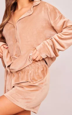 PrettyLittleThing Christmas Shop*Velour Button Up Pajama Shirt