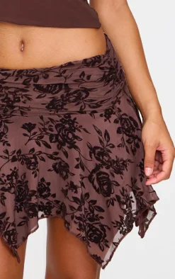 Velvet Floral Detail Mini Skirt-PrettyLittleThing Sale