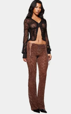 Velvet Lace Flared Pants-PrettyLittleThing Hot