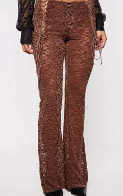 Velvet Lace Flared Pants-PrettyLittleThing Hot