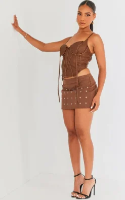 PrettyLittleThing Corsets*Washed Faux Leather Under Wire Seam Detail Corset
