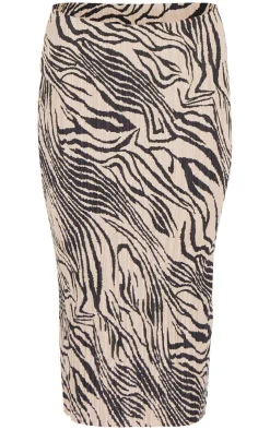 PrettyLittleThing Christmas Day Outfits*Zebra Print Plisse Printed Midi Skirt