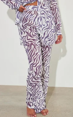 Brown Zebra Swirl Print Beach Flares