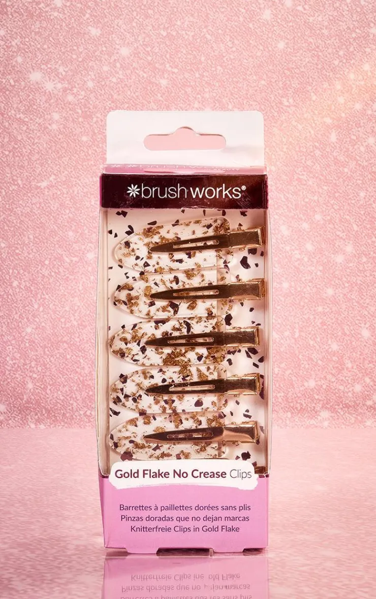 PrettyLittleThing Hair Tools*Brushworks Gold Flake No Crease Clips 6 Pack