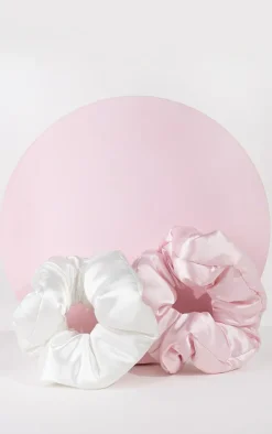PrettyLittleThing Hair Care*Brushworks Large Cloud Scrunchies - Pink & White
