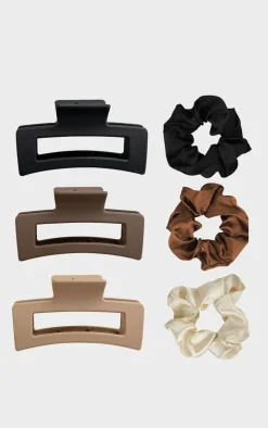 PrettyLittleThing Stocking Stuffers*Brushworks Natural Hair Clip & Scrunchie Set