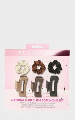 PrettyLittleThing Stocking Stuffers*Brushworks Natural Hair Clip & Scrunchie Set