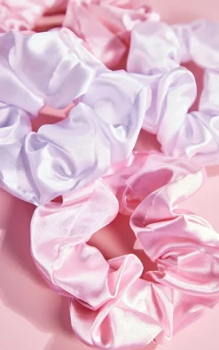 PrettyLittleThing Hair Tools*Brushworks & White Satin Scrunchies 4 Pack