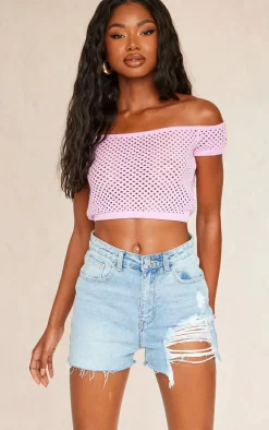 PrettyLittleThing Knitted Tops*Open Soft Knit Off The Shoulder Top