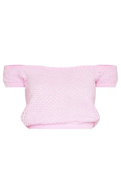 PrettyLittleThing Knitted Tops*Open Soft Knit Off The Shoulder Top