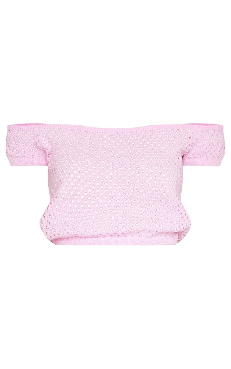 PrettyLittleThing Knitted Tops*Open Soft Knit Off The Shoulder Top