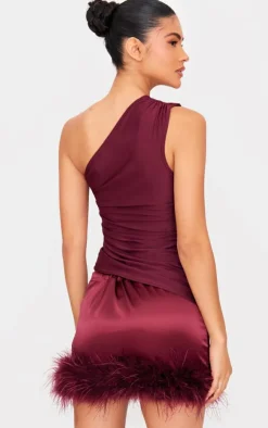 Asymmetric Ruched Side Longline Top-PrettyLittleThing Discount
