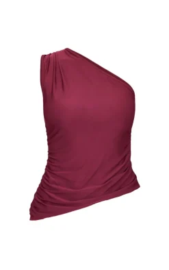 Asymmetric Ruched Side Longline Top-PrettyLittleThing Discount