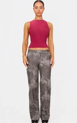 PrettyLittleThing Sleeveless Tops*Boatneck Slinky Sleeveless Long Top