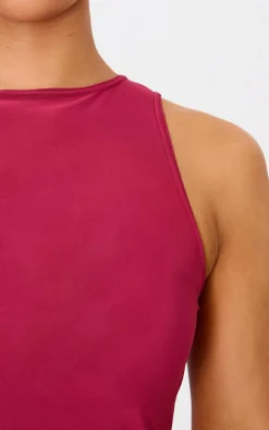 PrettyLittleThing Sleeveless Tops*Boatneck Slinky Sleeveless Long Top