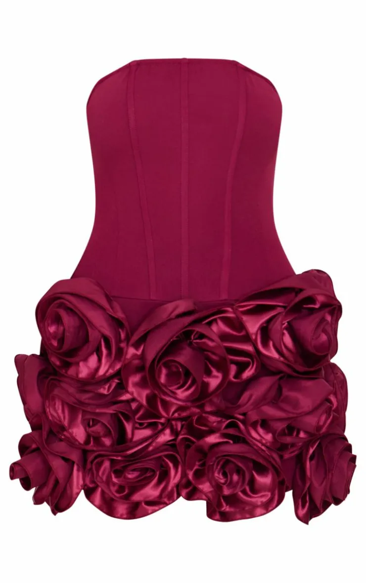 Boned Corset Flower Detail Bodycon Dress-PrettyLittleThing Best