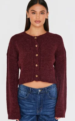 PrettyLittleThing Cardigans*Boucle Knit Button Through Cropped Cardigan