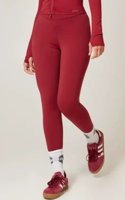 PrettyLittleThing Gym Leggings*Burgundy Brushed Sculpt Ruched Bum High Waist Sport Leggings