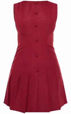 Button Down Pleated Hem Shift Dress-PrettyLittleThing Sale