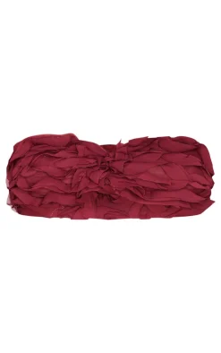 PrettyLittleThing Chiffon Ruffle Bandeau Top Burgundy