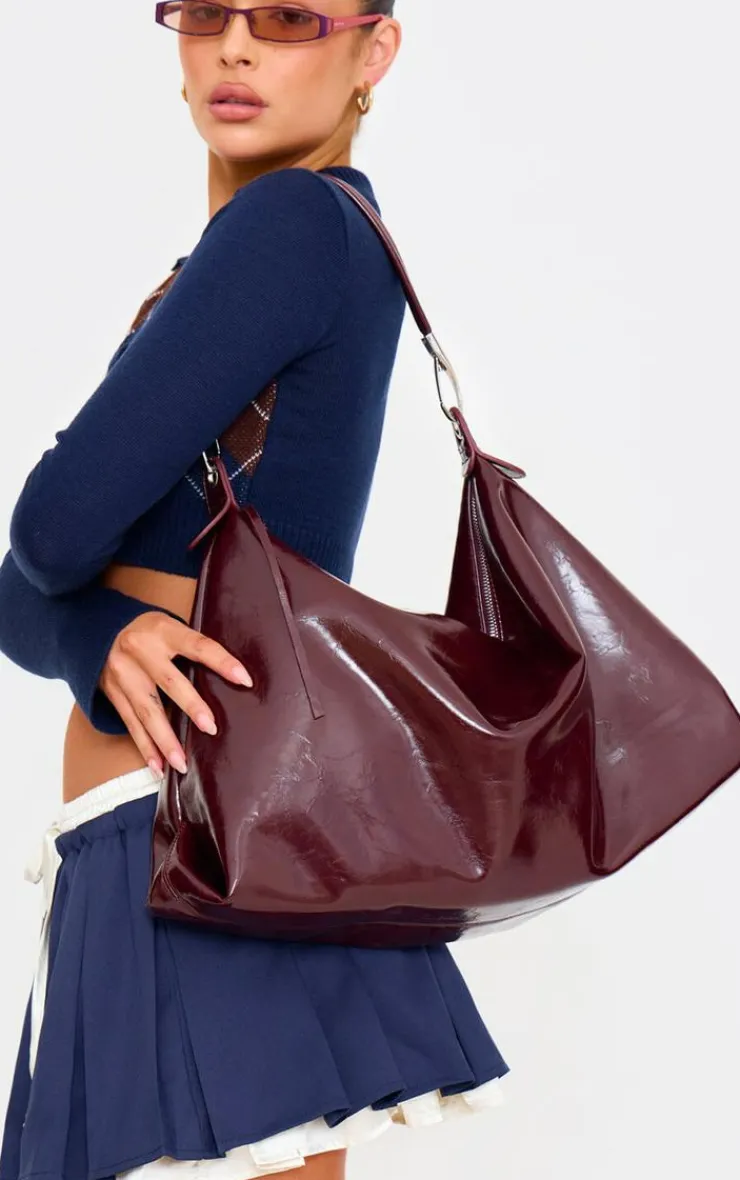 PrettyLittleThing Shoppers*Crinkle Patent PU Oversized Slouchy Tote Bag