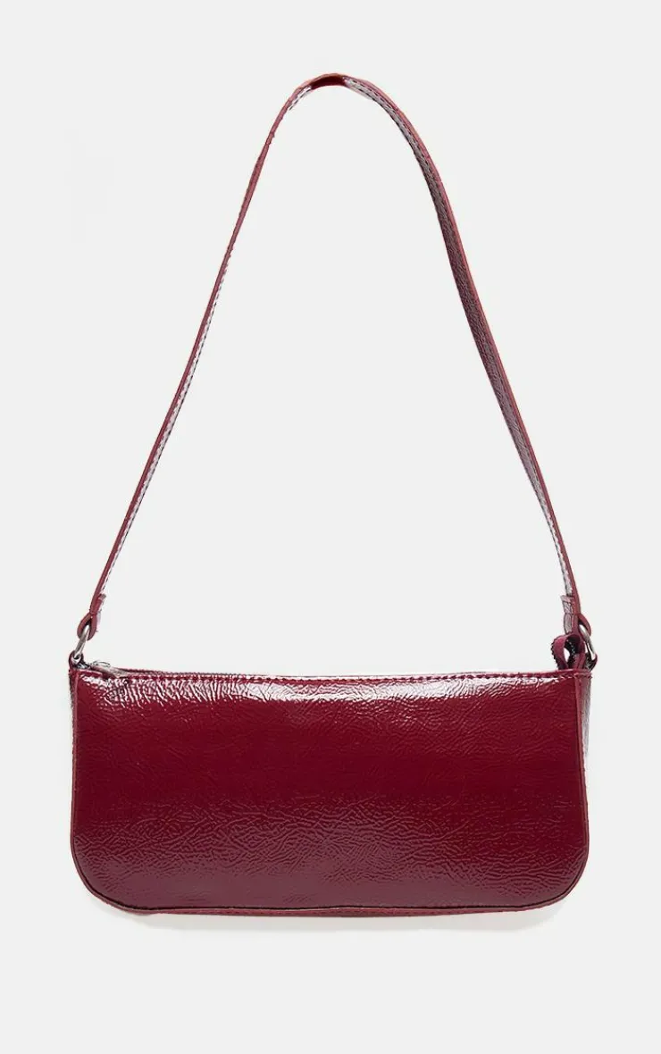 PrettyLittleThing Shoulder Bags*Crinkle Patent Pu Zip Shoulder Bag