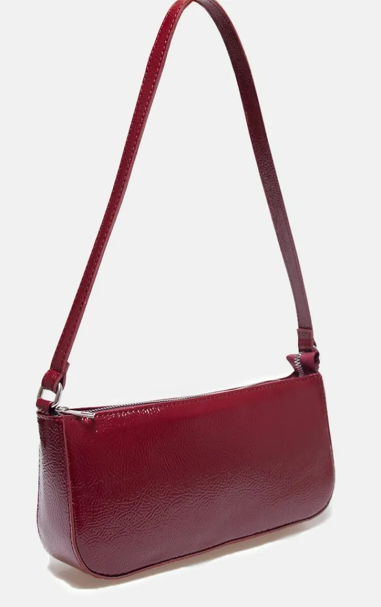 PrettyLittleThing Shoulder Bags*Crinkle Patent Pu Zip Shoulder Bag