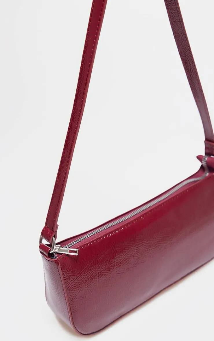 PrettyLittleThing Shoulder Bags*Crinkle Patent Pu Zip Shoulder Bag