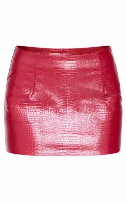 Croc Faux Leather Low Rise Micro Mini Skirt-PrettyLittleThing Best